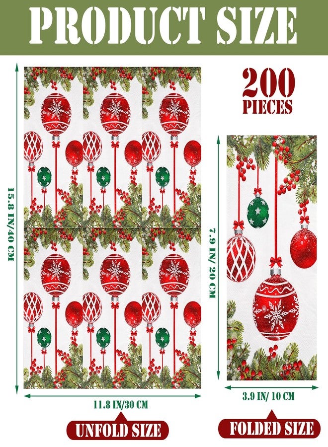 Jinei 300 Pcs Christmas Ornament Guest Napkins Disposable Holiday Decorative Paper Hand Napkins for Bathroom Home Powder Room Kitchen Wedding Xmas Holiday Winter Decor(Balls) - Image 2